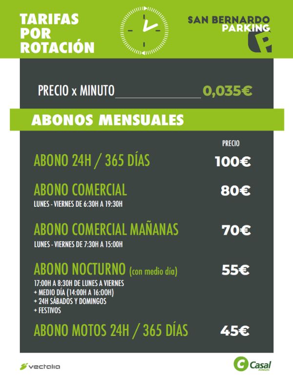 Tarifas Parking San Bernardo Sevilla